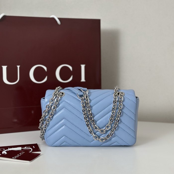 Gucci BagTypeTote Quilted Leather Shoulder Bag Blue 01A