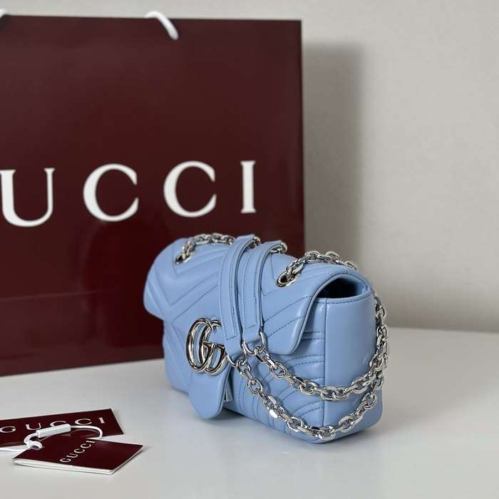 Gucci BagTypeTote Quilted Leather Shoulder Bag Blue 01A