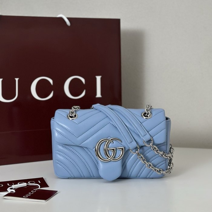 Gucci BagTypeTote Quilted Leather Shoulder Bag Blue 01A