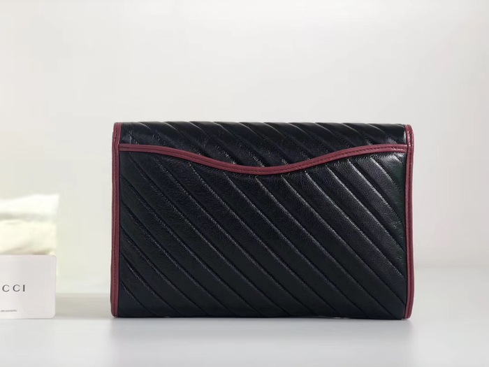 Gucci BagTypeTote Quilted Leather Tote with Striped Design Black 01A