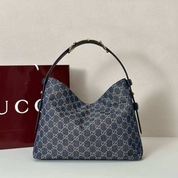 Gucci BagTypeTote Stylish Hobo Tote Navy 01A