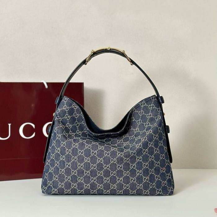 Gucci BagTypeTote Stylish Hobo Tote Navy 01A