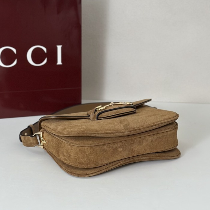 Gucci BagTypeTote Suede Crossbody Bag Tan 01A
