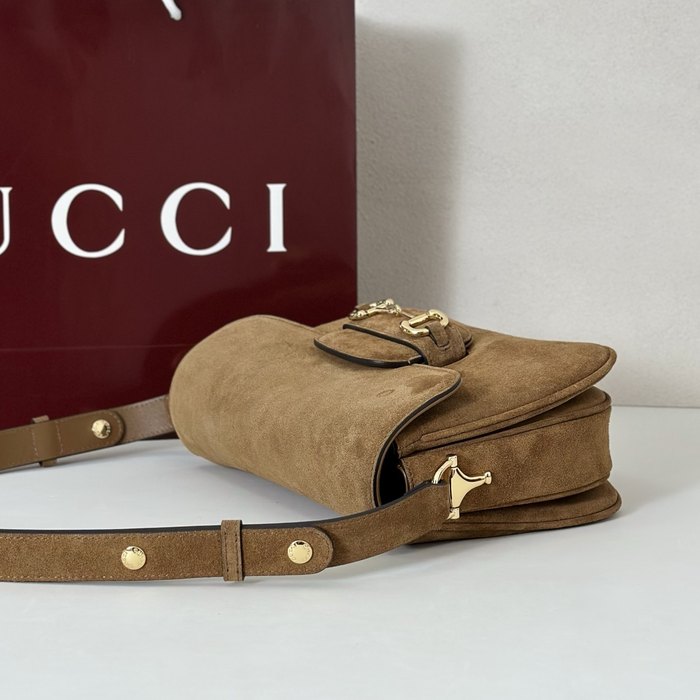 Gucci BagTypeTote Suede Crossbody Bag Tan 01A