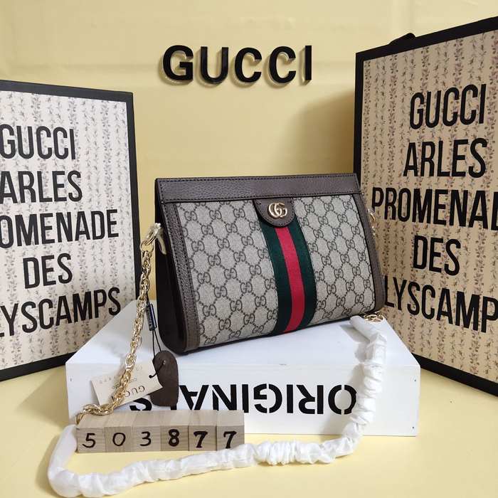 Gucci BagTypeTote canvas bag with signature pattern and stripe detail Brown 01A