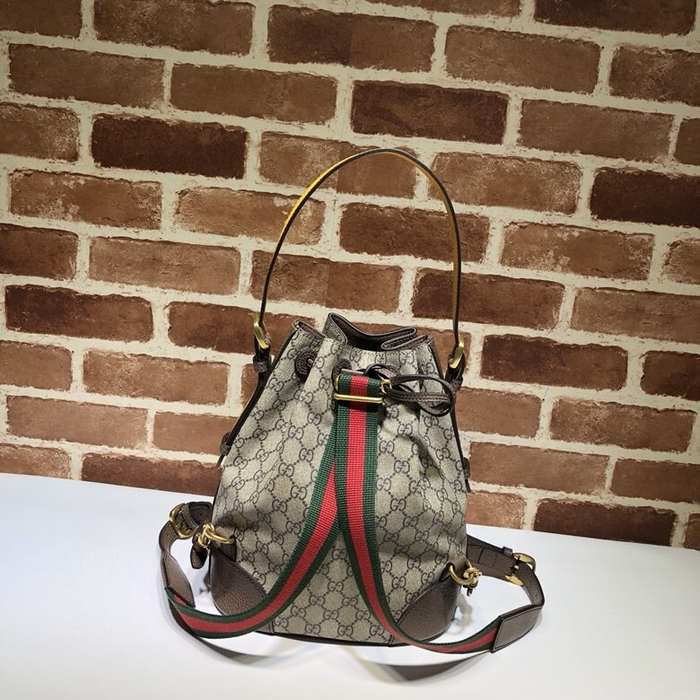 Gucci BagTypeTote canvas drawstring bag with leather accents Brown 01A