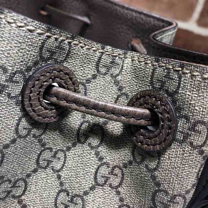 Gucci BagTypeTote canvas drawstring bag with leather accents Brown 01A