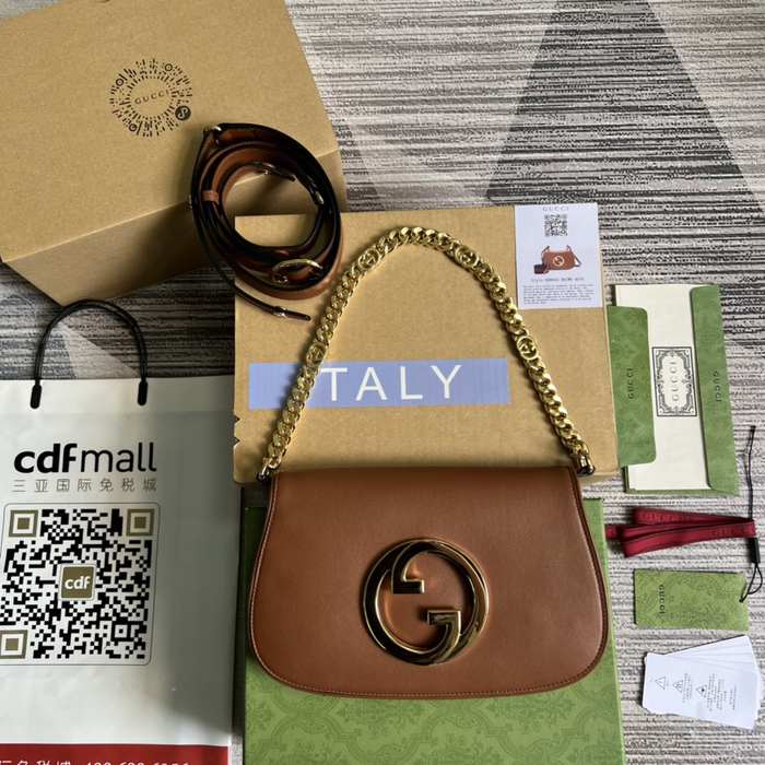 Gucci BagTypeTote casual small tote with chain detail Brown 01A