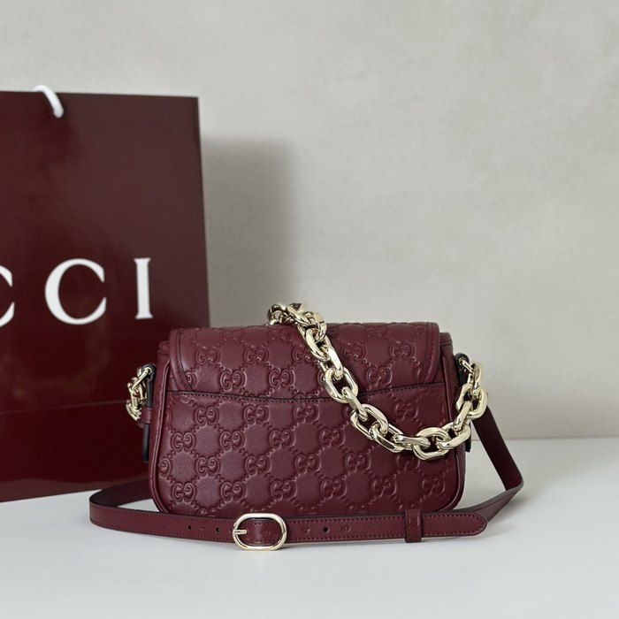 Gucci BagTypeTote compact tote with chain straps Burgundy 01A