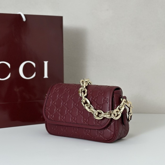 Gucci BagTypeTote compact tote with chain straps Burgundy 01A