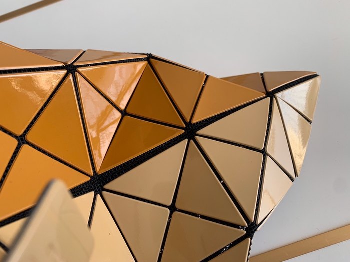 Issey Miyake Tote Bag with geometric design and glossy finish Tan 01A