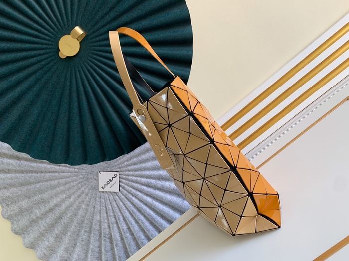 Issey Miyake Tote Bag with geometric design and glossy finish Tan 01A