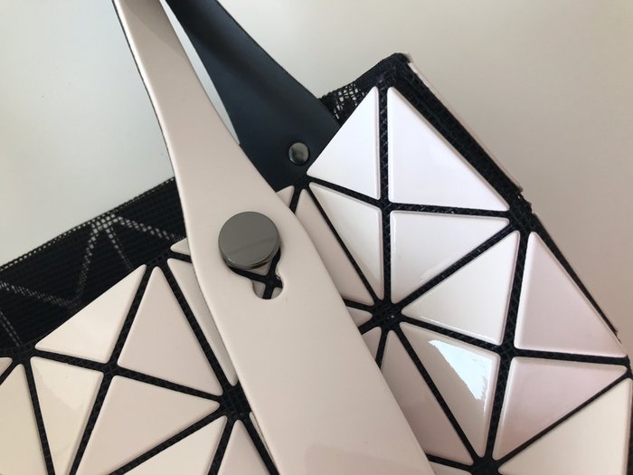 Issey Miyake Tote Bag with geometric design and structured outline White 01A