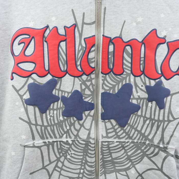 Clothing Sp5der Atlanta Full Zip Hoodie Grey