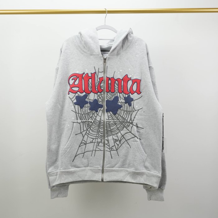 Clothing Sp5der Atlanta Full Zip Hoodie Grey