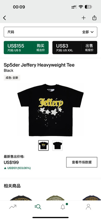 Clothing Sp5der Jeffery Heavyweight Tee Black