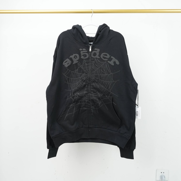 Clothing Sp5der OG Web V2 Phantom Zip Up Hoodie Black