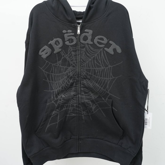 Clothing Sp5der OG Web V2 Phantom Zip Up Hoodie Black