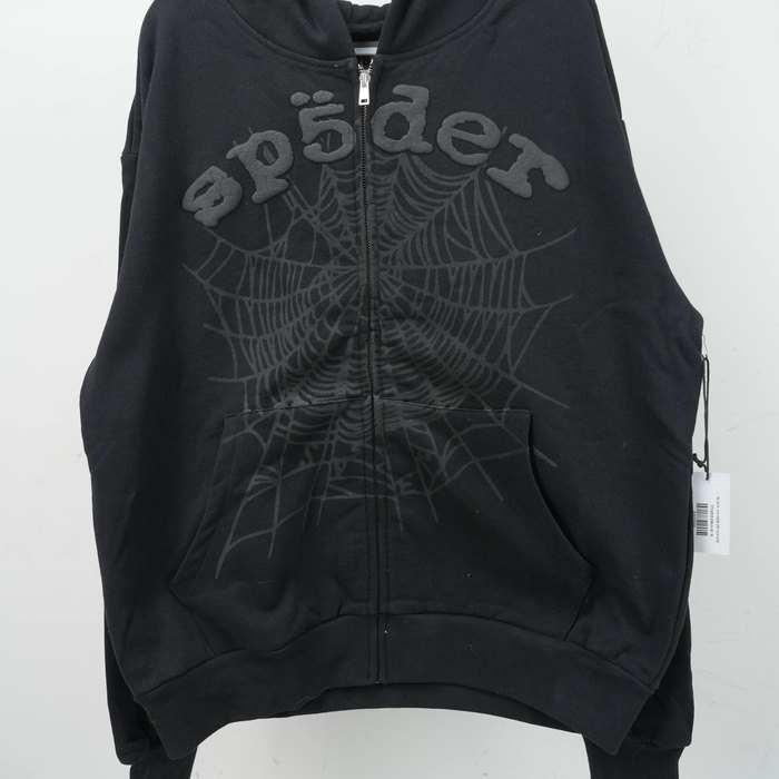 Clothing Sp5der OG Web V2 Phantom Zip Up Hoodie Black