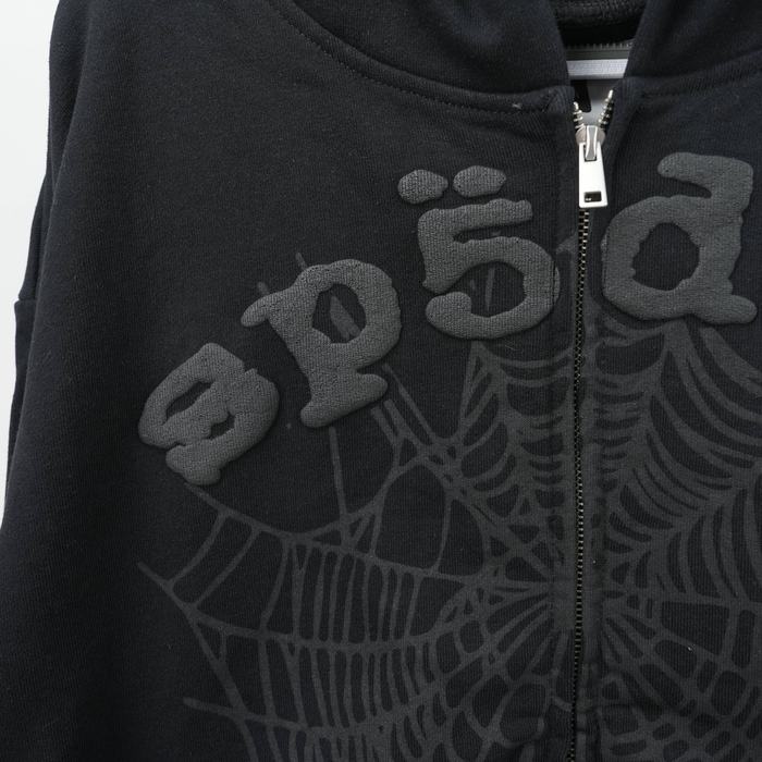 Clothing Sp5der OG Web V2 Phantom Zip Up Hoodie Black