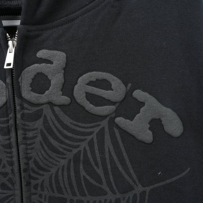 Clothing Sp5der OG Web V2 Phantom Zip Up Hoodie Black