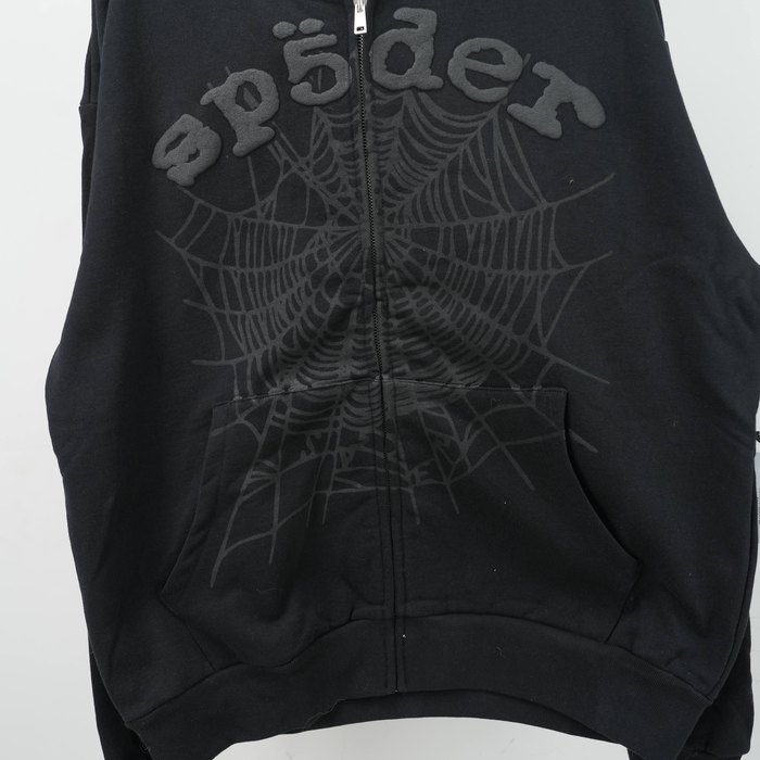 Clothing Sp5der OG Web V2 Phantom Zip Up Hoodie Black