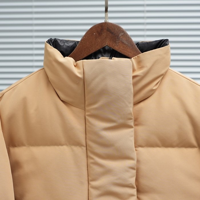 Yupoo Canada Goose baseball white multicolor pattern Canada Goose down jacket beanie black patch Beige 019