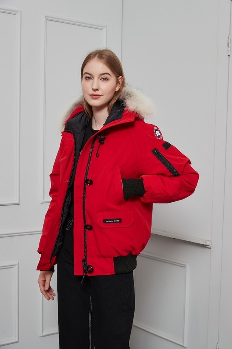 Yupoo Canada Goose beanie black pompom Canada Goose down jacket bucket beige patch Red