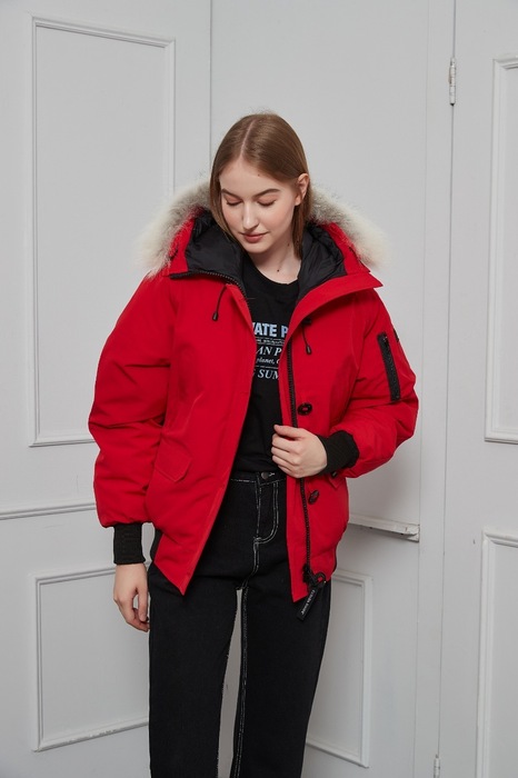 Yupoo Canada Goose beanie black pompom Canada Goose down jacket bucket beige patch Red