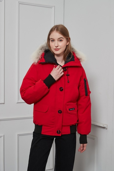 Yupoo Canada Goose beanie black pompom Canada Goose down jacket bucket beige patch Red