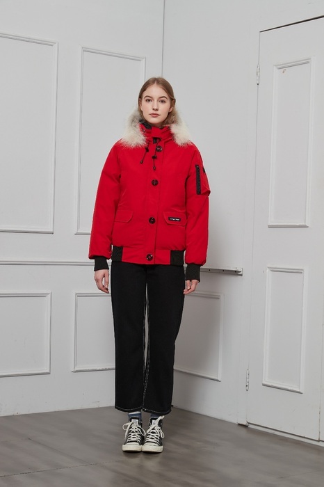 Yupoo Canada Goose beanie black pompom Canada Goose down jacket bucket beige patch Red