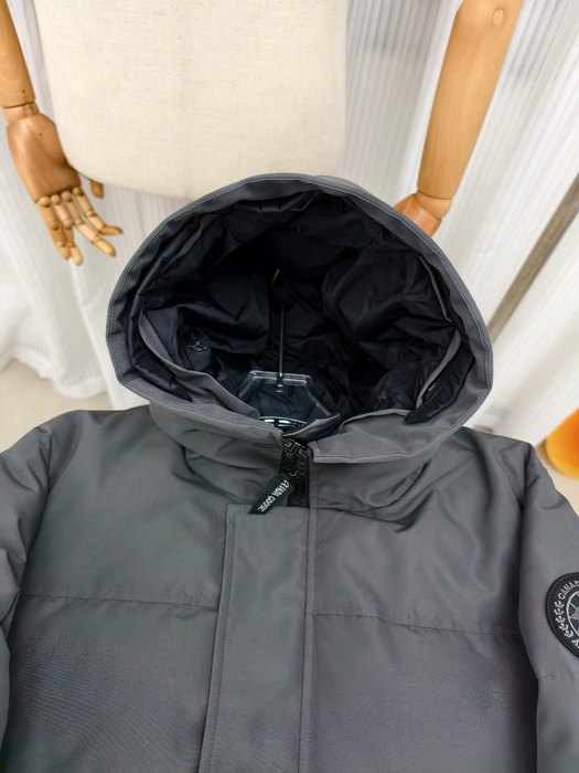 Yupoo Canada Goose beanie gray patch Canada Goose down jacket puffer black hooded jacket Grey 011