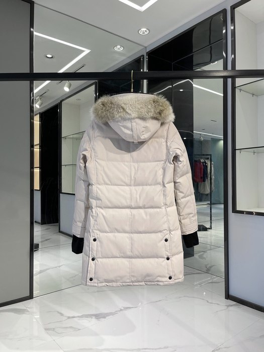 Yupoo Canada Goose fur trim beige puffer hood Canada Goose down jacket puffer white fur hood Beige 016