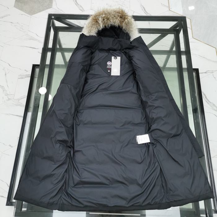 Yupoo Canada Goose fur trim black long puffer hat Canada Goose down jacket long black fur hood Black 033