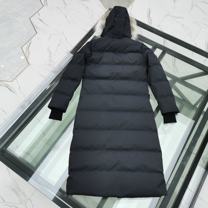 Yupoo Canada Goose fur trim black long puffer hat Canada Goose down jacket long black fur hood Black 033