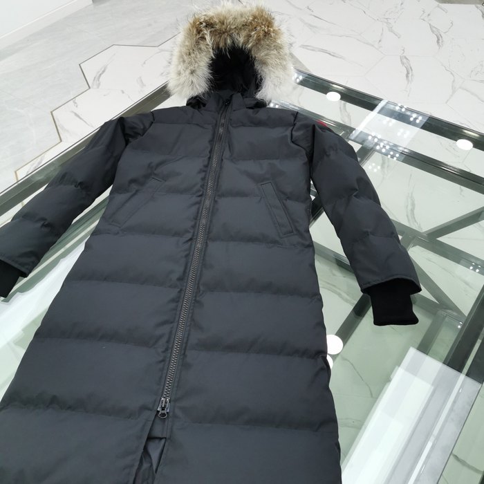 Yupoo Canada Goose fur trim black long puffer hat Canada Goose down jacket long black fur hood Black 033