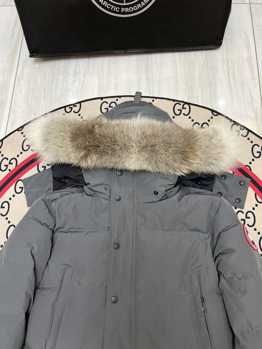 Yupoo Canada Goose fur trim black puffer Canada Goose down jacket puffer black fur hood Grey 001