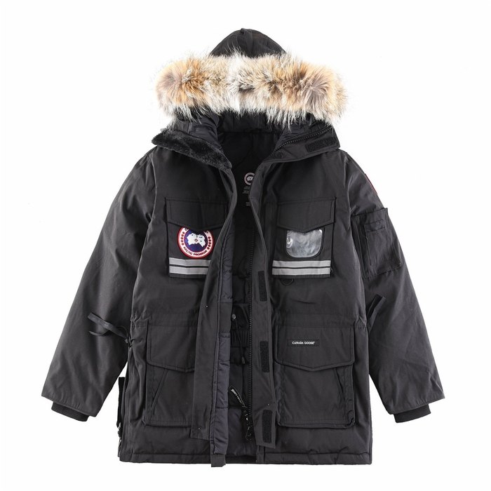 Yupoo Canada Goose hooded black furtrim coat Canada Goose down jacket parka black fur hood Black 041