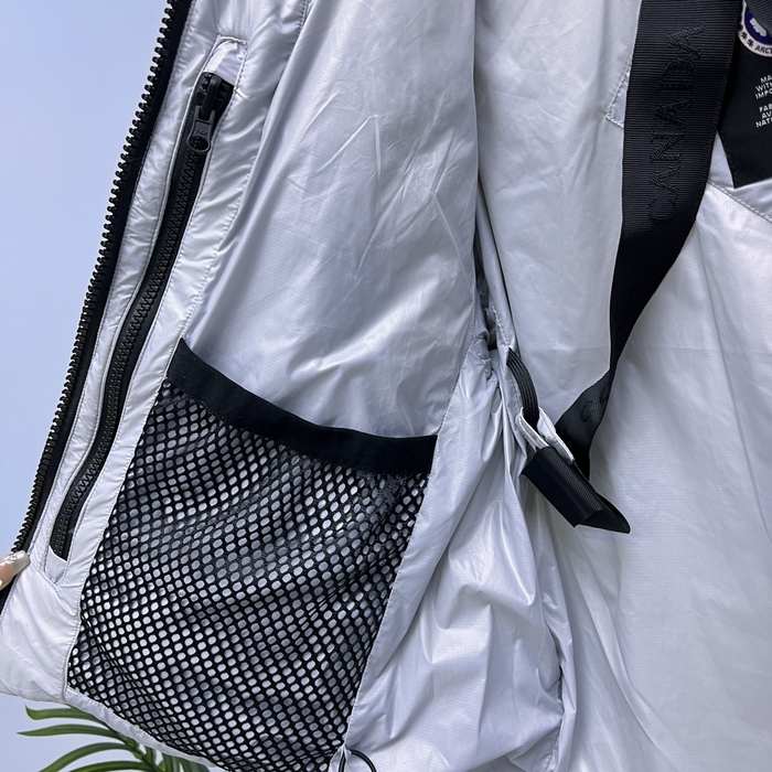 Yupoo Canada Goose hooded white puffer Canada Goose down jacket beanie black pompom Grey 013