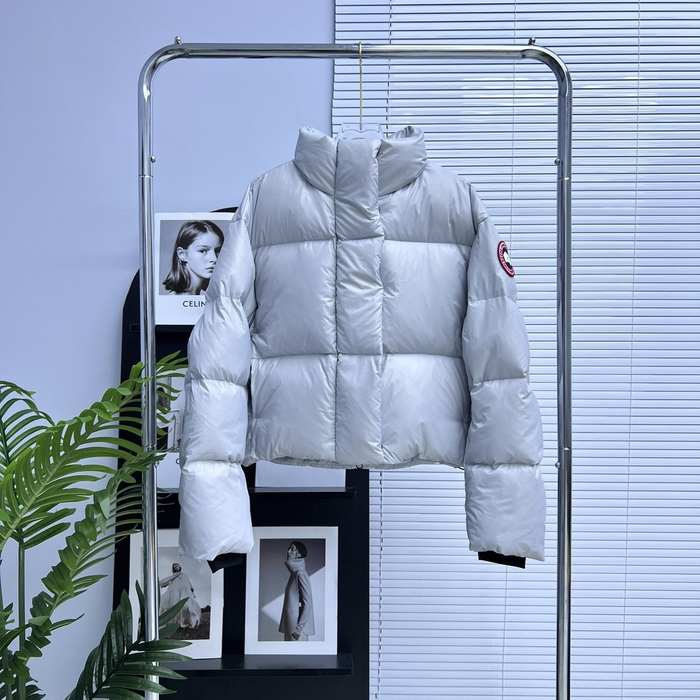 Yupoo Canada Goose hooded white puffer Canada Goose down jacket beanie black pompom Grey 013