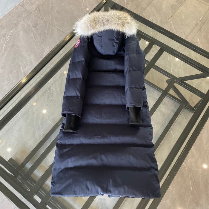 Yupoo Canada Goose long black hooded furtrim coat Canada Goose down jacket long black fur hood coat Navy