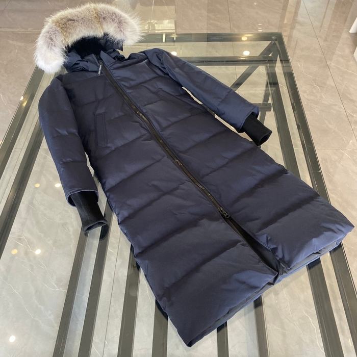 Yupoo Canada Goose long black hooded furtrim coat Canada Goose down jacket long black fur hood coat Navy