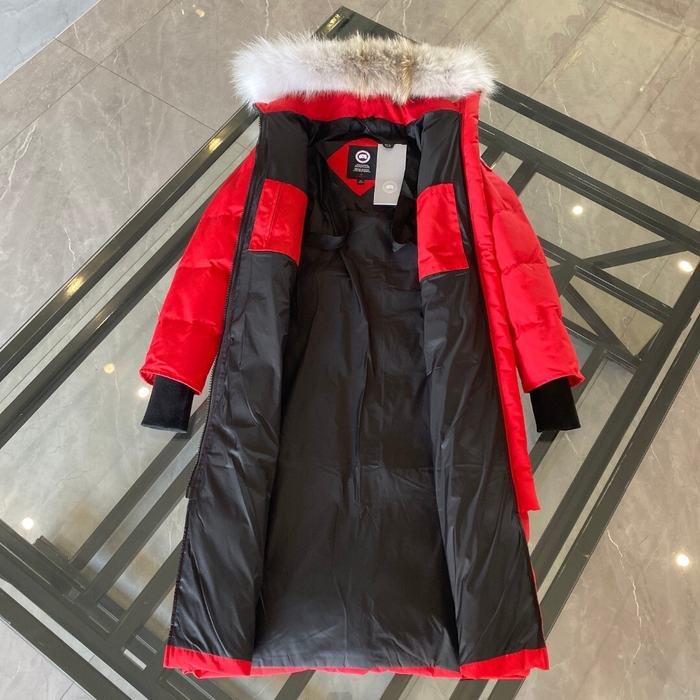 Yupoo Canada Goose long red fur hood coat Canada Goose down jacket long red fur hood coat Red