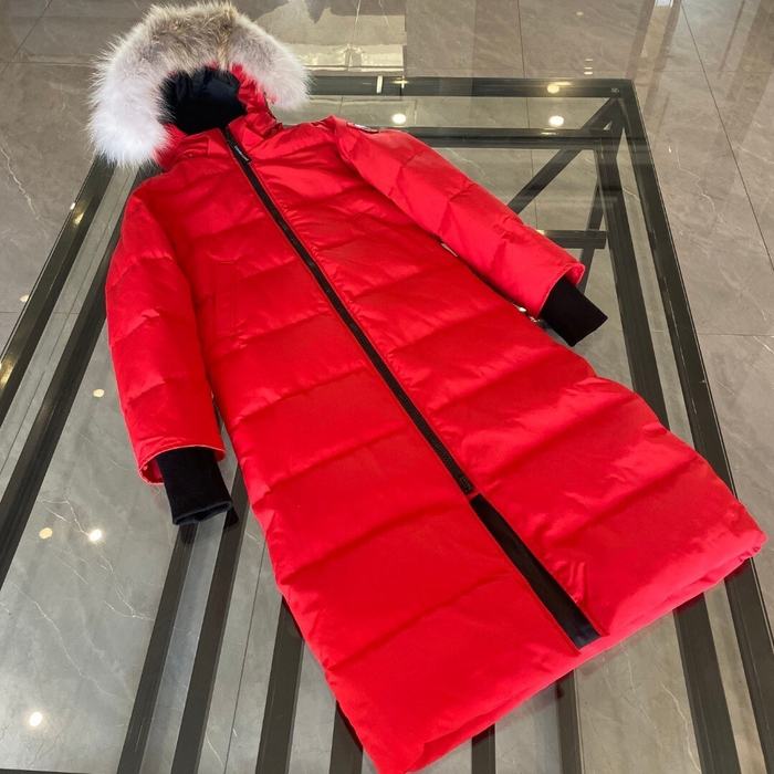 Yupoo Canada Goose long red fur hood coat Canada Goose down jacket long red fur hood coat Red