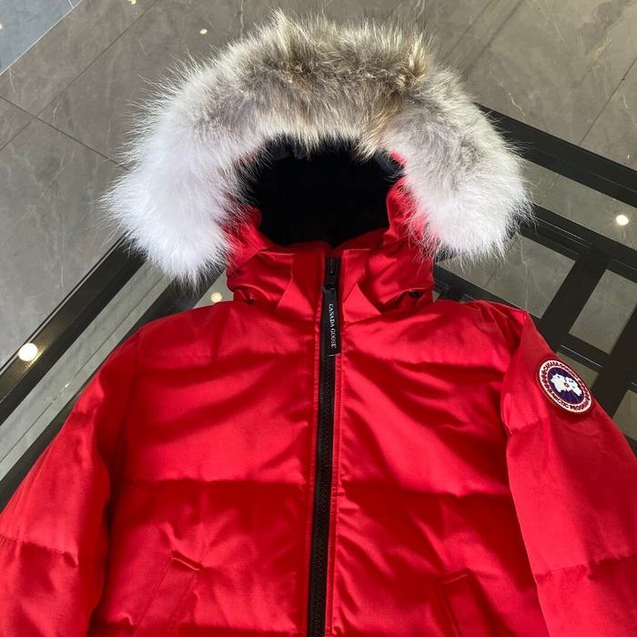 Yupoo Canada Goose long red fur hood coat Canada Goose down jacket long red fur hood coat Red