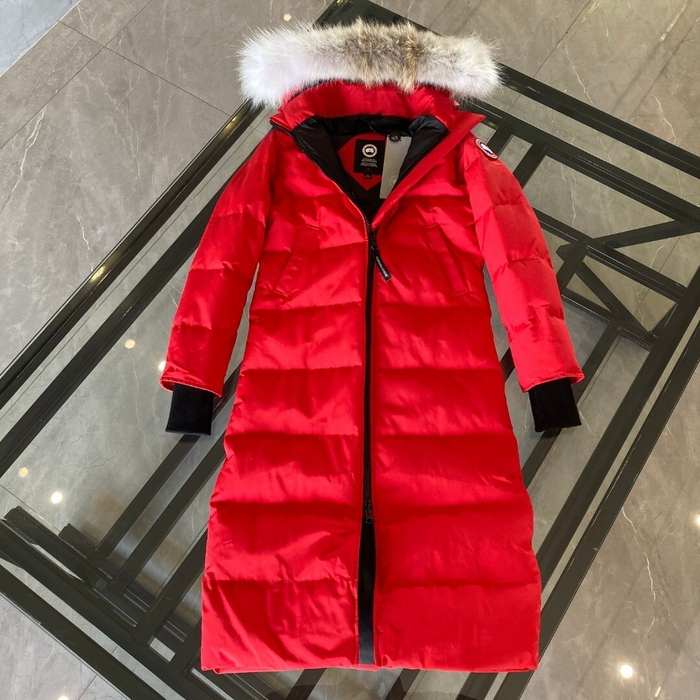 Yupoo Canada Goose long red fur hood coat Canada Goose down jacket long red fur hood coat Red