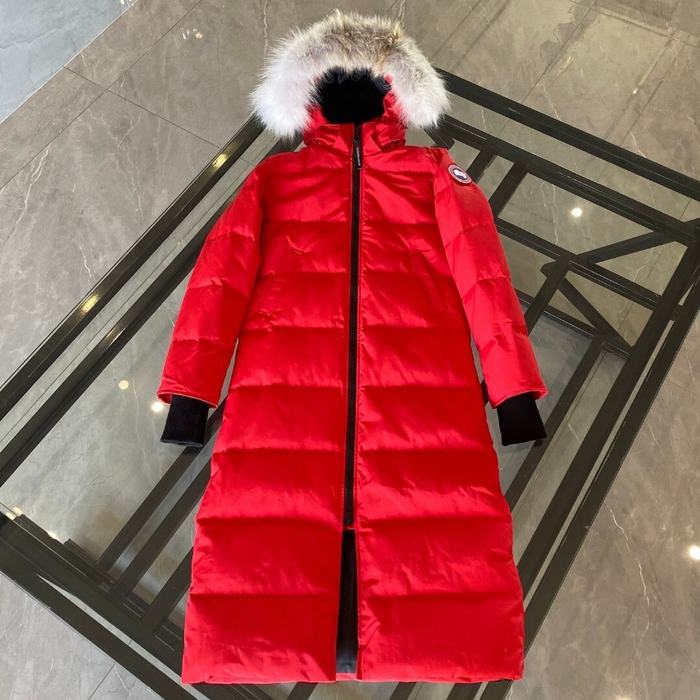 Yupoo Canada Goose long red fur hood coat Canada Goose down jacket long red fur hood coat Red