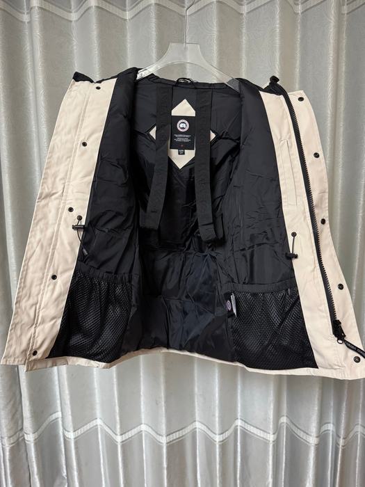 Yupoo Canada Goose long white quilted jacket Canada Goose down jacket parka beige hood Beige 007