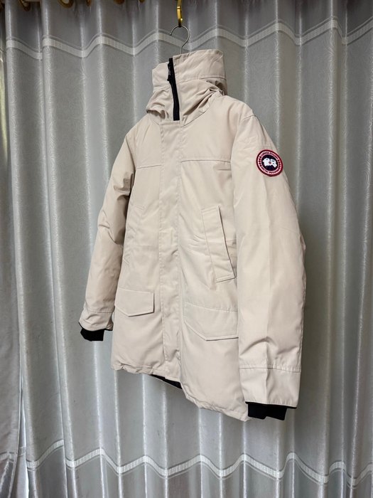 Yupoo Canada Goose long white quilted jacket Canada Goose down jacket parka beige hood Beige 007