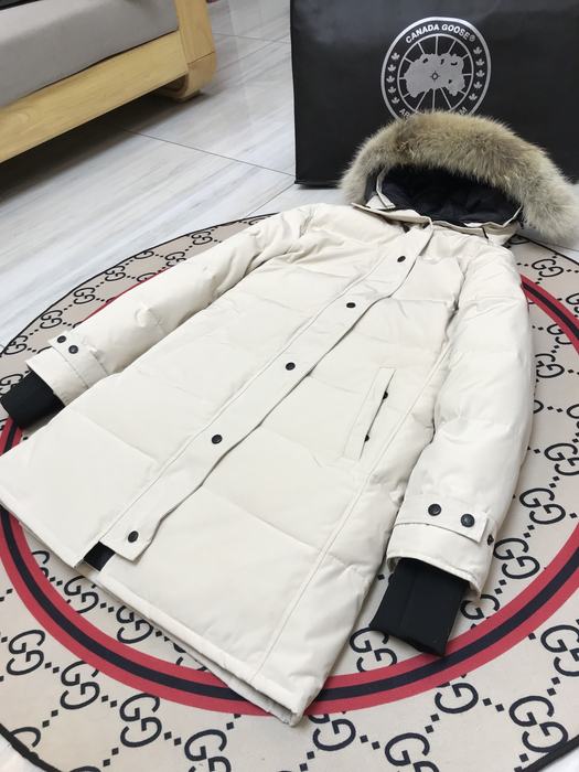 Yupoo Canada Goose parka offwhite fur hood Canada Goose down jacket puffer white fur hood Beige 017